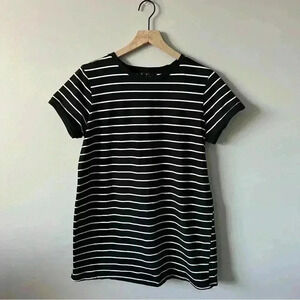 Lulus cafe Society Navy Blue Striped Shirt Dress fall comfy stretch knit